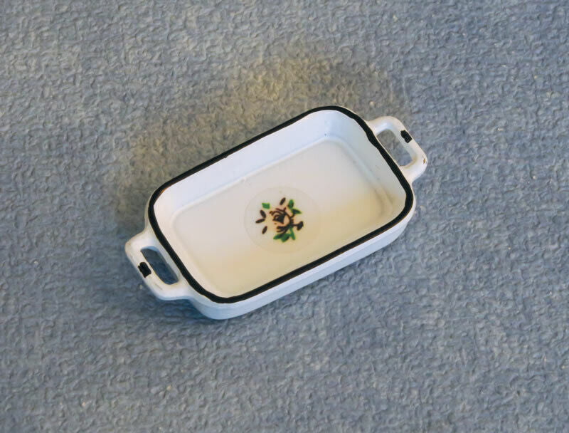 White Enamel Tray, Dolls House Miniature Dining Accessory.