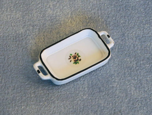 White Enamel Tray, Dolls House Miniature Dining Accessory.