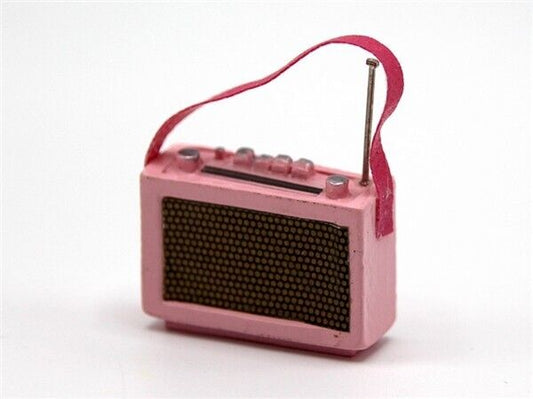 Radio Pink, Dolls House Miniature, Kitchen Music 1.12 Scale