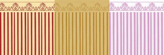 3 Sheets of Majestic Wallpaper, Choice of Colours, Dolls House Miniatures,