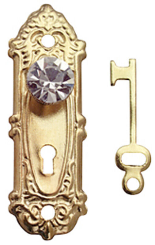 Crystal Opryland Door Handles In Gold With Keys, Dolls House Miniatures