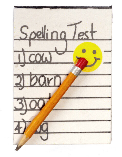 Spelling Test, Dolls House Miniature, Miniatures, School Accessory Stationary
