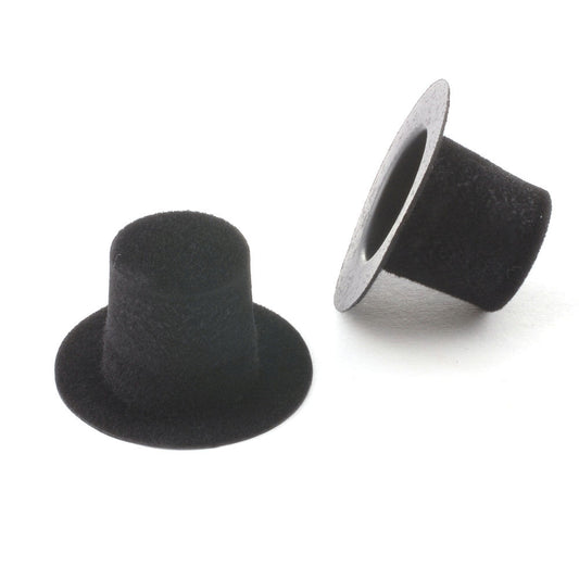 Two Black Top Hats, Dolls House Miniature 1.12 Scale