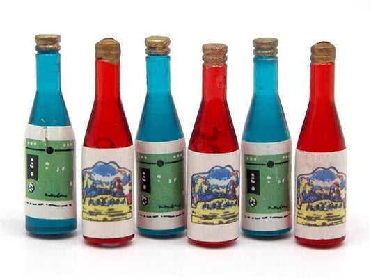 Six Assorted Wine Bottles, Dolls House Miniatures,Accessory Food & Drink Dining