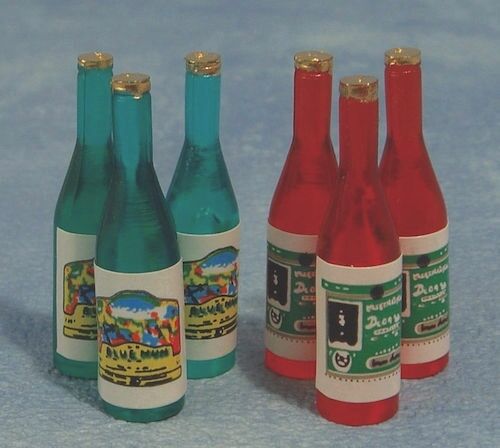 Six Assorted Wine Bottles, Dolls House Miniatures,Accessory Food & Drink Dining