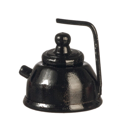 Black Tea Pot With Lid, Dolls House Miniature, Kitchen 1.12 Scale