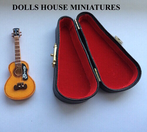 1/12 Scale Spanish Guitar & Case, Doll House Miniature, 1.12 Scale Instrument