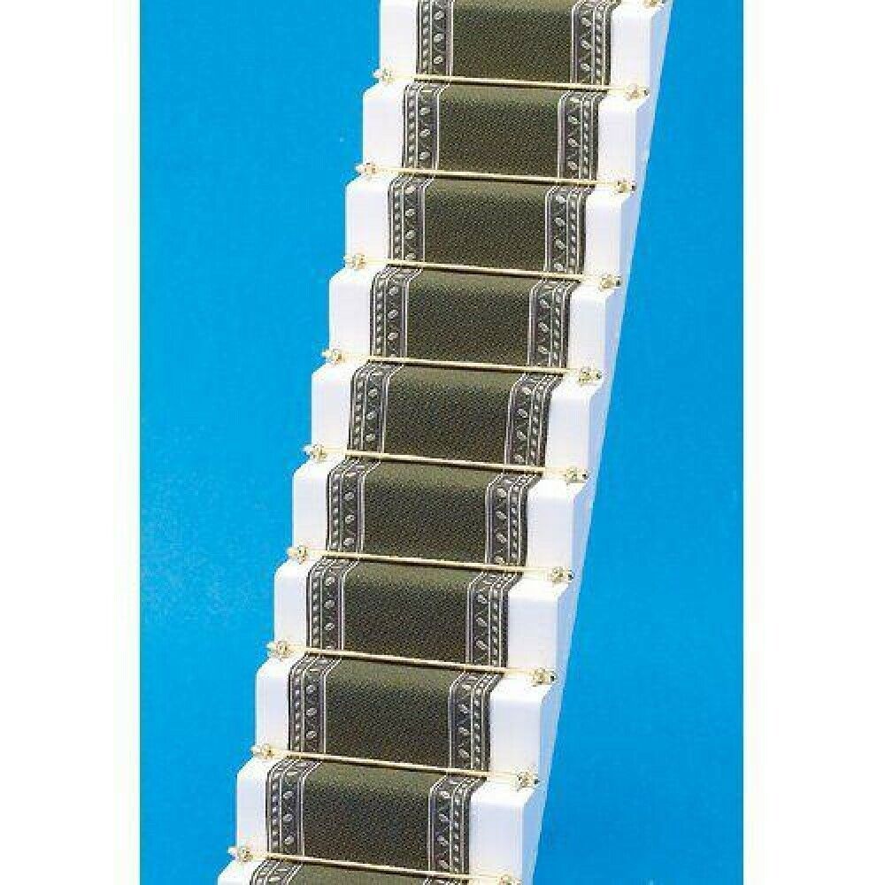 Olive Green Edged Stair Carpet , Dolls House Miniatures, Carpets, Flooring