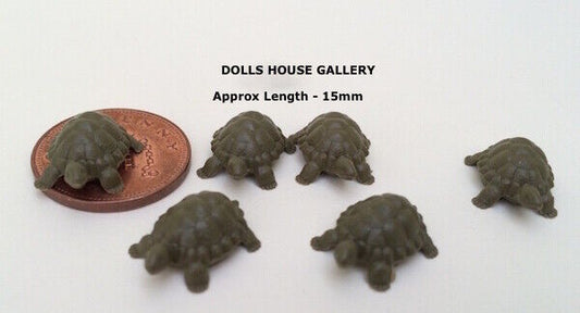 Set of Six Tiny Tortoises, Dolls House Miniature, Animal Miniatures 15mm Length