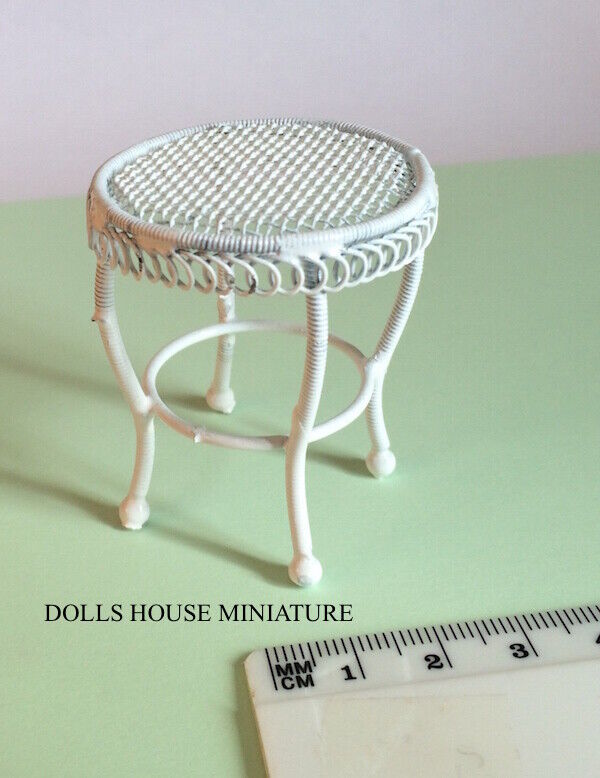 Small White Wire Drinks Table, Dolls House Miniatures, Miniature Table