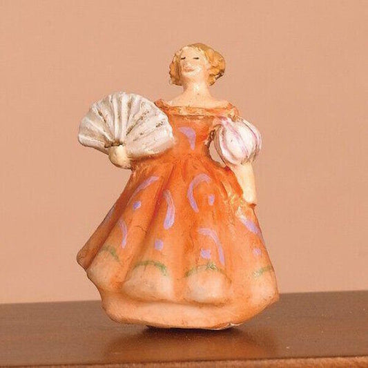 Ornamental Lady Orange Dolls House Ornament, Dancing Girl in Dress Miniature