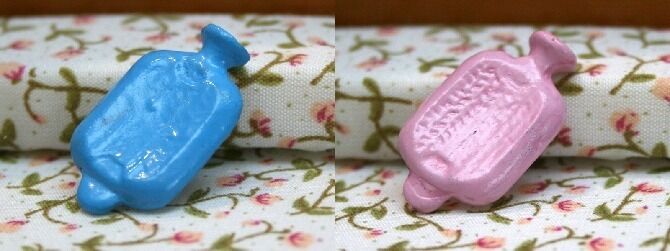 Blue or Pink Hot Water Bottle, Dolls House Miniatures, Price is for ONE Bottle