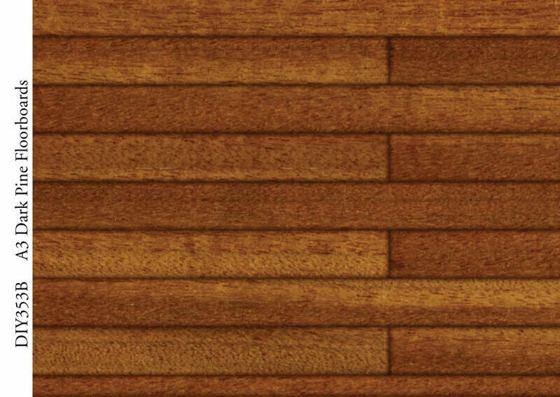 Dark Pine Floorboards Card, Dolls House Miniature Flooring, 1.12th Scale