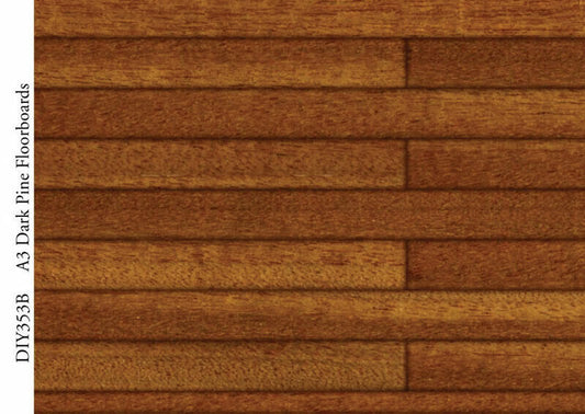Dark Pine Floorboards Card, Dolls House Miniature Flooring, 1.12th Scale