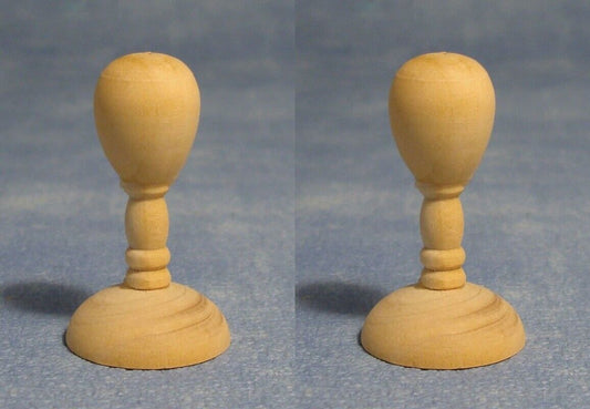 Two Small Wooden Hat / Wig Stands, Dolls House Miniatures