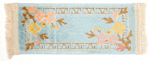 Peking Aqua Rug Made In Belgium, Dolls House Miniature Floor Accessory