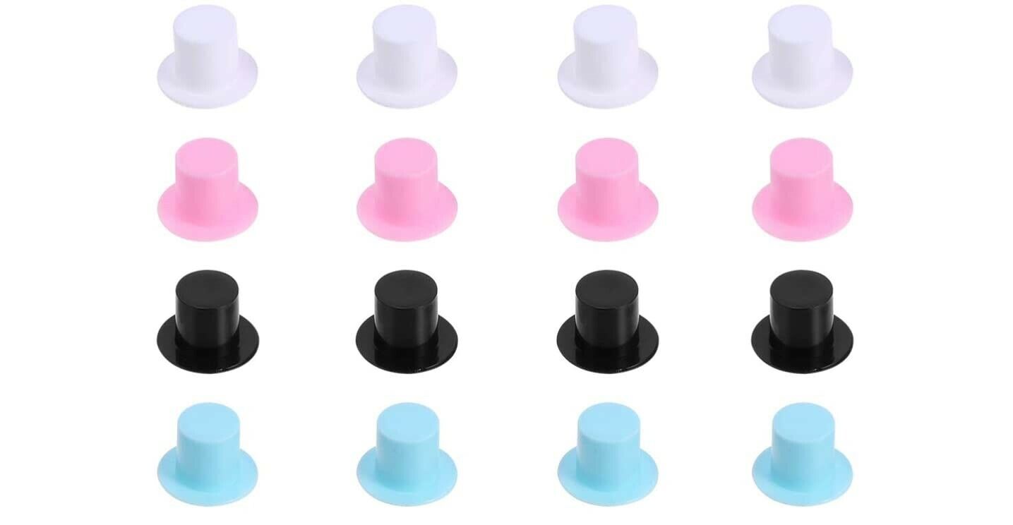 1 White Small Plastic Top Hat , Miniature Dolls House Miniatures Clothing