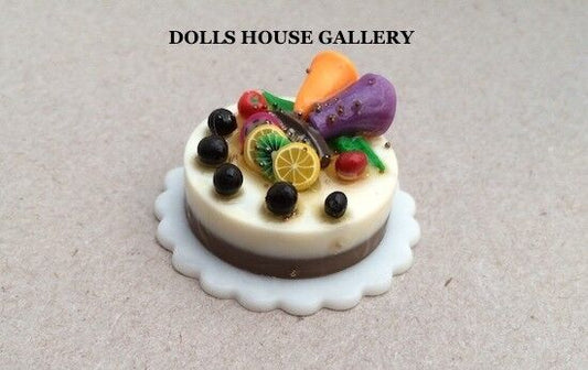 Fruit Cake, Dolls House Food, Miniature Cake, Miniatures, 1.12 Scale
