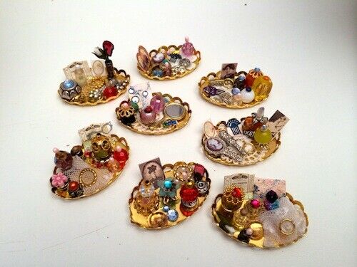 Handmade Tray of Perfumes & Accessories, Dolls House Miniature. One Tray Only
