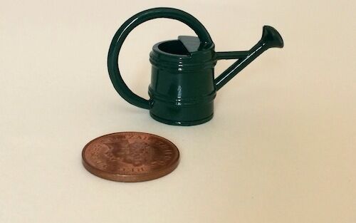 Dolls House Miniature Small Green Metal Watering Can Outdoor Gardening