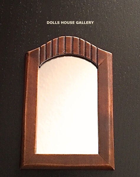 Tall Mirror In Dark Wooden Frame, Dolls House Miniature, 1.12 Scale