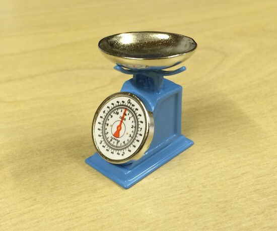 Blue & Chrome Weighing Scale Dolls House Miniatures, With Moving Dial