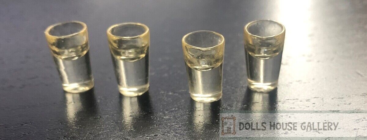 Four Filled Bistro Glasses, Doll House Miniature Kitchen & Dining Accessory