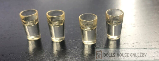Four Filled Bistro Glasses, Doll House Miniature Kitchen & Dining Accessory