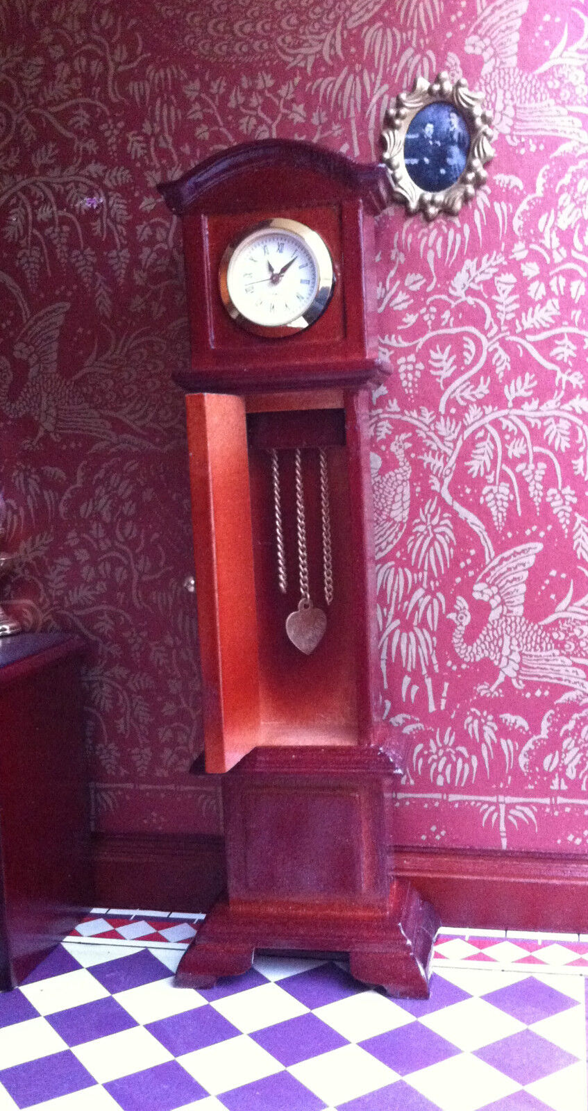 Working Grandfather Clock Choice of Two Colours, Dolls House Miniature, Ornament