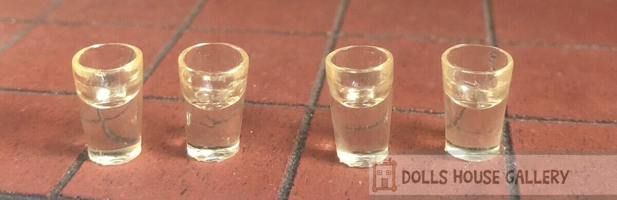 Four Filled Bistro Glasses, Doll House Miniature Kitchen & Dining Accessory