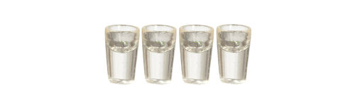 Four Filled Bistro Glasses, Doll House Miniature Kitchen & Dining Accessory