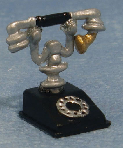 Old Style Cradle Phone Black & Silver. Accessory. Dolls House Miniature
