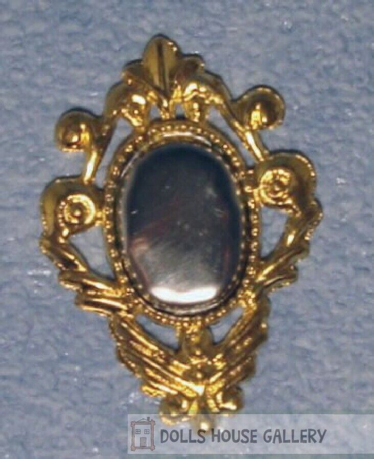Small Fancy Gold Wall Mirror , Dolls House Miniature Home Decor 30mm