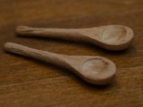 Two Wooden Spoons, Dolls House Miniature Kitchen Acessory