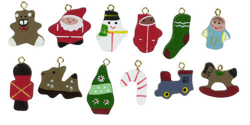 Three Flat Backed Christmas Ornaments (3), Dolls House Miniature, Xmas