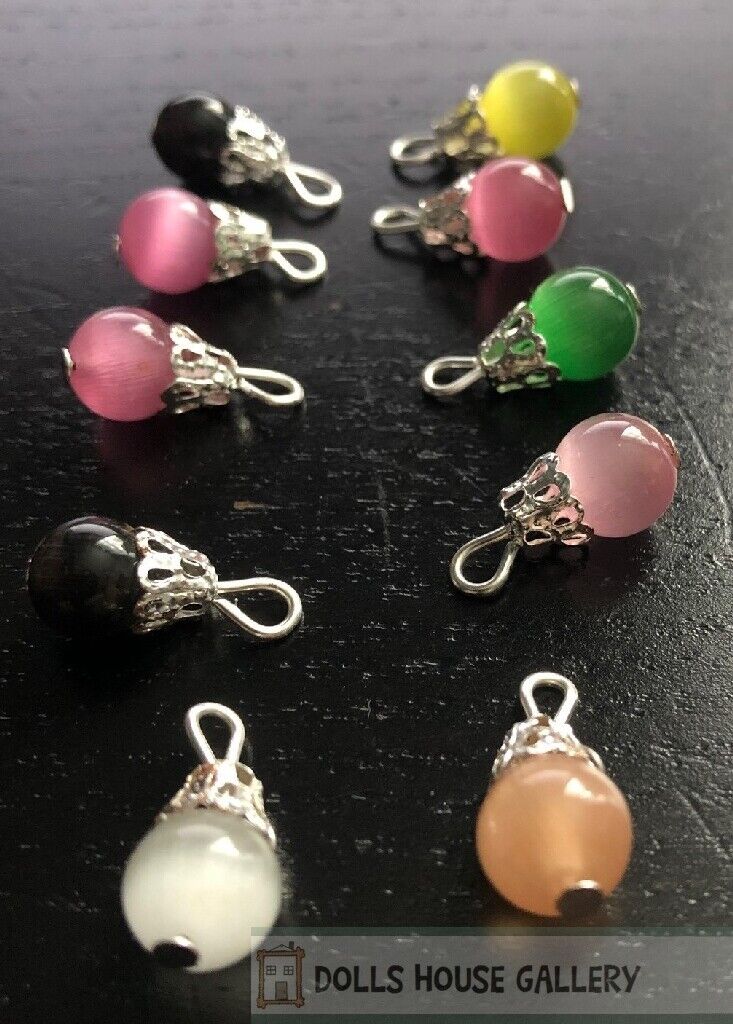 10 Handmade Cloudy Christmas Tree Baubles, Dolls House Miniature Christmas