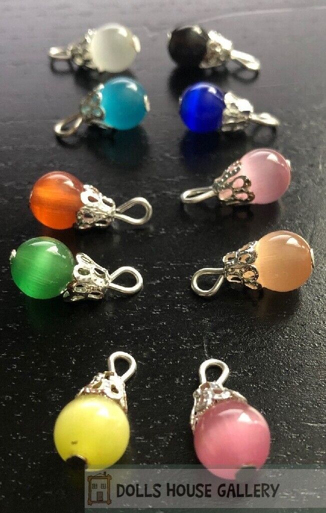 10 Handmade Cloudy Christmas Tree Baubles, Dolls House Miniature Christmas