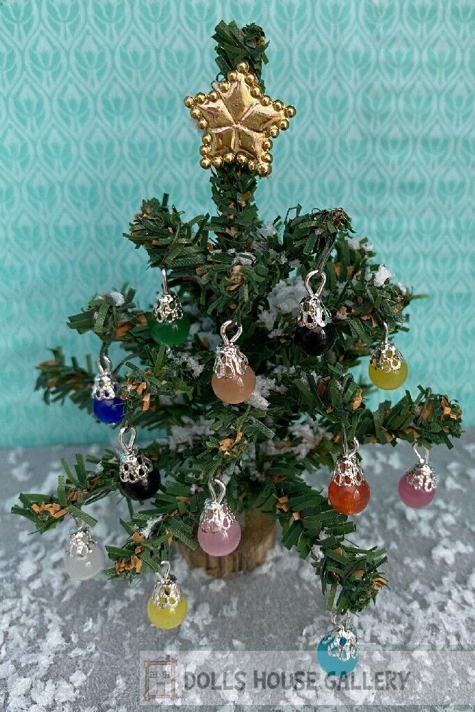 10 Handmade Cloudy Christmas Tree Baubles, Dolls House Miniature Christmas