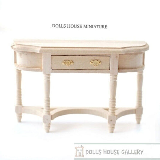 Plain Wood Hall Table with Opening Drawer, Dolls House Miniature, Furniture.