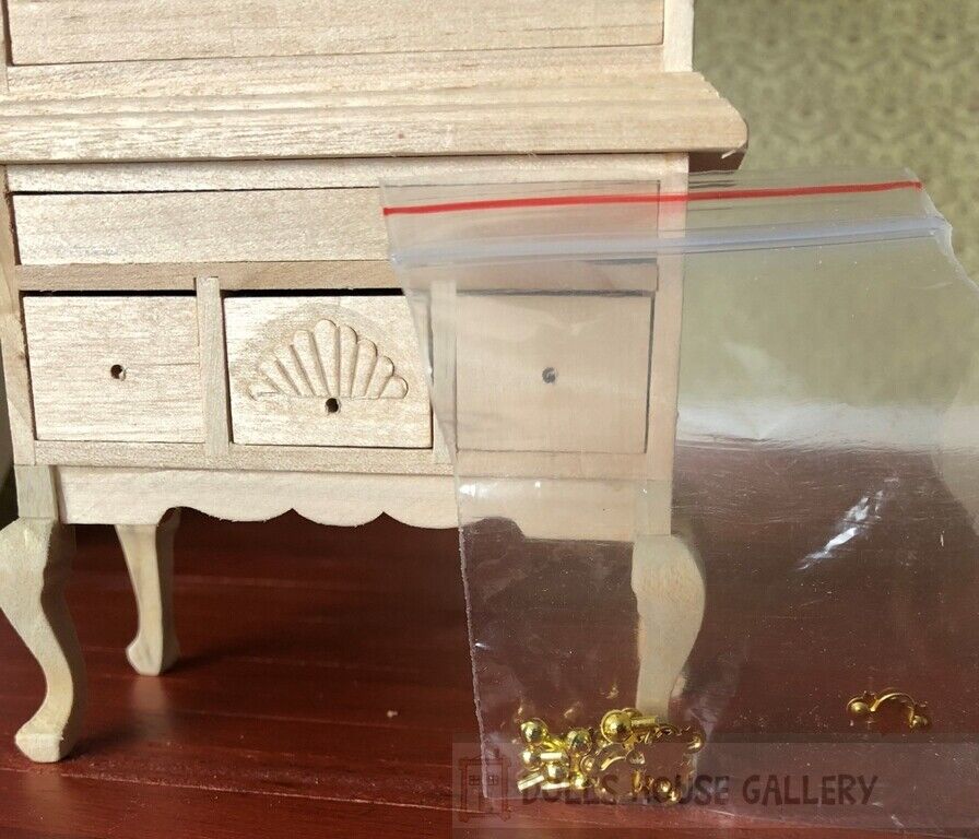 Bare Wood Chippendale Highboy Dolls House Miniature Furniture, Shelf, Drawers