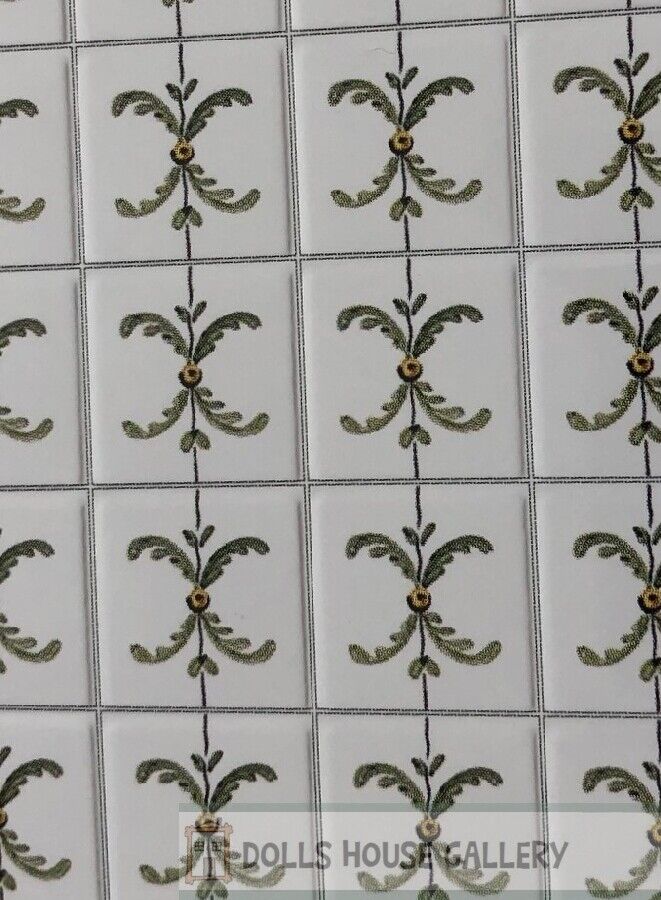 Laminated Tile Sheet Flooring Leaf Pattern (B), Dolls House Miniatures DIY