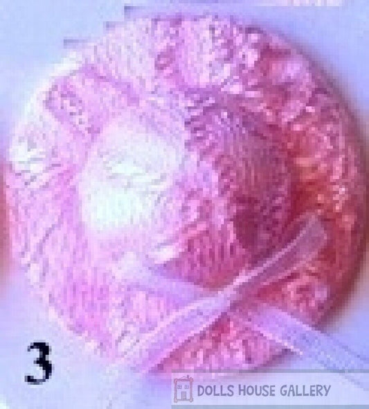 Lace Pink Hat, Dolls House Miniature, Dolls  Clothing Accessory