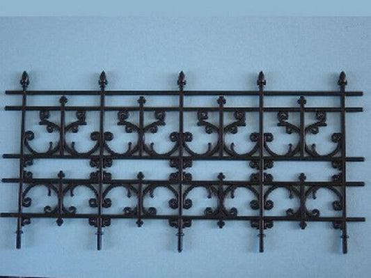 4-Panel Ornate Plastic Railing, Dolls House Miniatures Fixture Fittings Fence