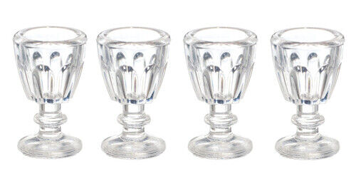 Crystal Glasses 4 Pack, Dolls House Miniatures, Miniature Cups 1;12 Scale