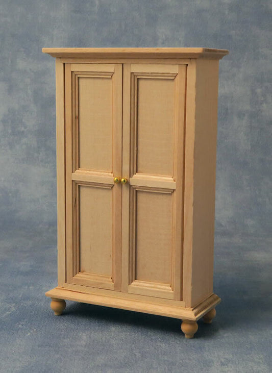 Wooden Two Door Wardrobe, Dolls House Miniatures, Furniture DIY