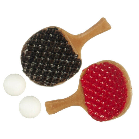 Ping Pong Paddles & Balls, Dolls House Sport Accessory, Miniatures