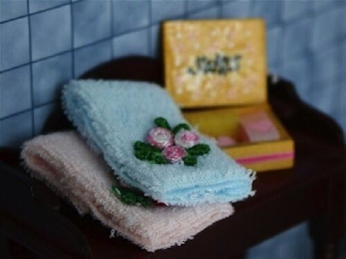 Soap & Towels, Dolls House Miniatures, Bathroom Accessory Bathing Washing