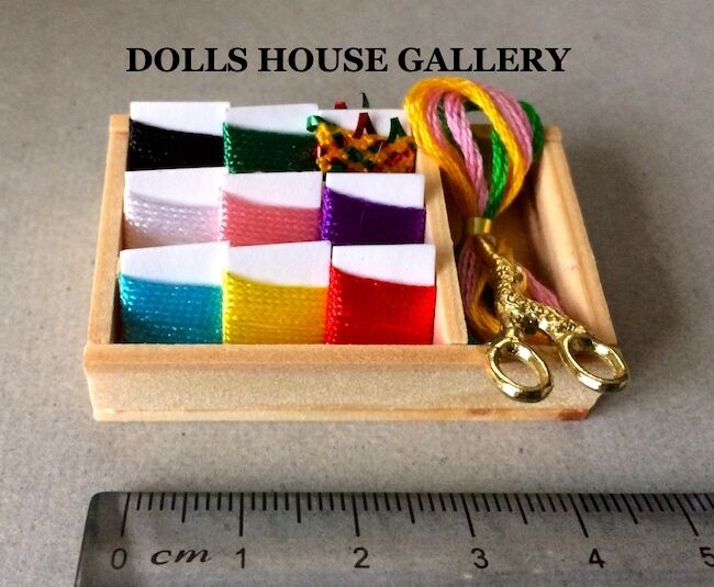 Ribbon Box Set, Miniature Dolls House Accessory, Sewing Room