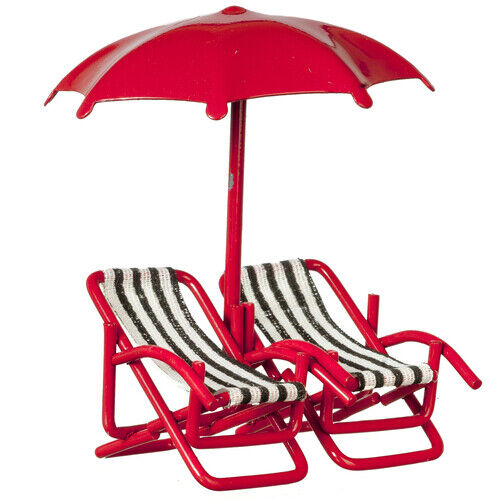 24th Scale Chairs & Umbrella, Dolls House Miniature, Beach 1/24th Scale