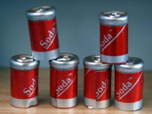 Six Cans Of Cola Pop, Dolls House Miniatures, Food & Drink Dining